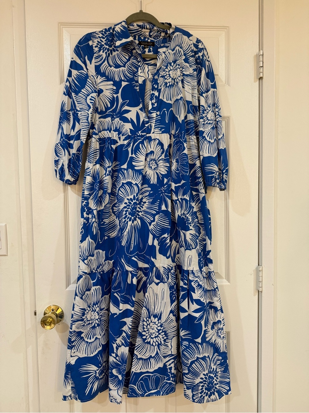 Rachel Zoe White and Blue Tropical Print Shirt Dress